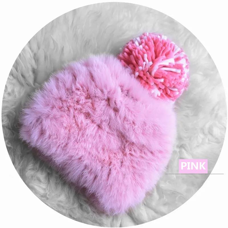 Women's Winter Rex Rabbit Fur Hat Plush Hat Fur Ear Cap Thicken Warm Wool Knitted Hat Fur Ball Warm Headgear Rabbit Hair Blend Plush Hats