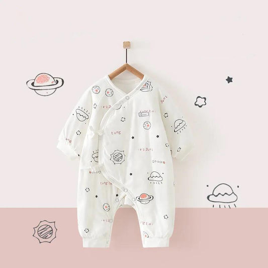 0-6 Months Newborn Baby Autumn and Winter Clothes Baby Pure Cotton Bias Thickened Cotton One-piece Clothes Climbing Clothes Autumn