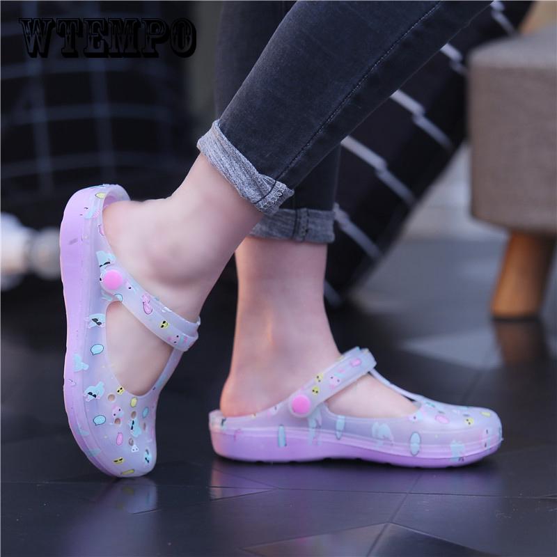 New Summer Print Female Beach Shoes Female Slippers Summer Hole Shoes Women's Shoes