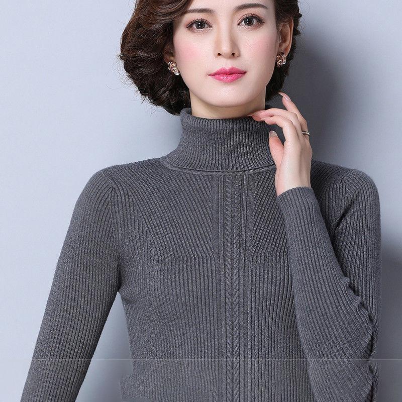 Women's Wool Sweater Winter High Neck Thick Knit Sweater Short Wild Sweater Pullover Slim Bottoming Shirt Plus Size