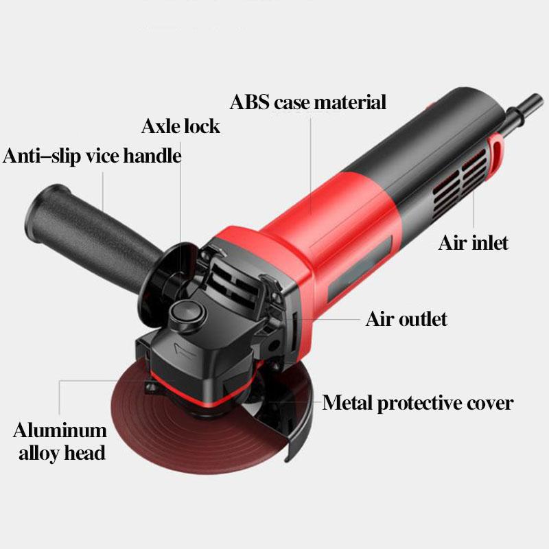 1500W Household Hand-held Angle Grinder Set Wired Polishing Machine Cutter Multi-function Electric Grinder