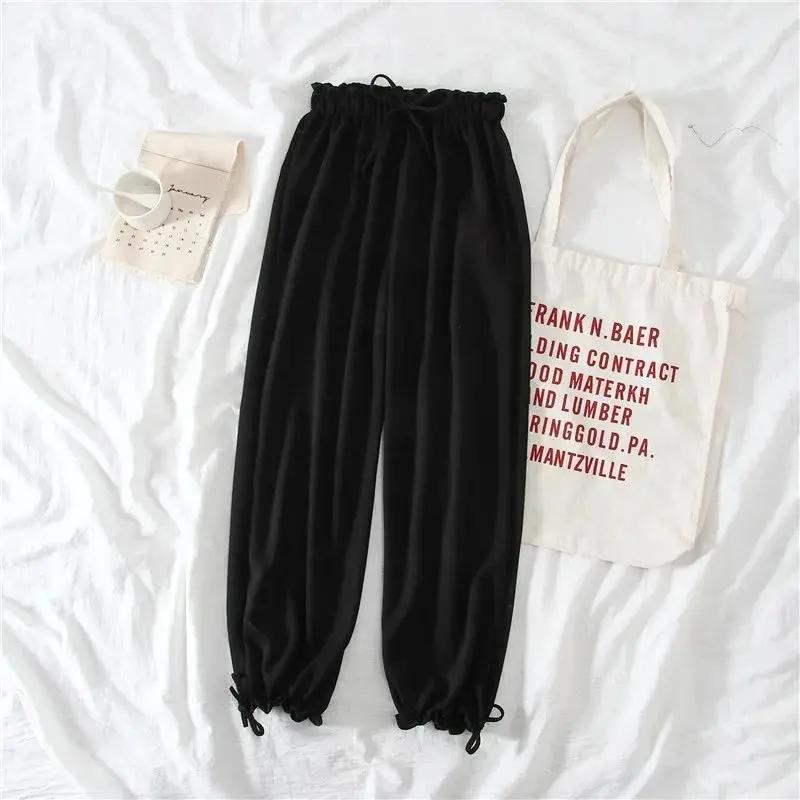 Women's Casual Loose Corset Pants Student Trousers Corset Waist Thin Summer Thin Section Harajuku Style Ins Large Size Pants Wide Leg Pants