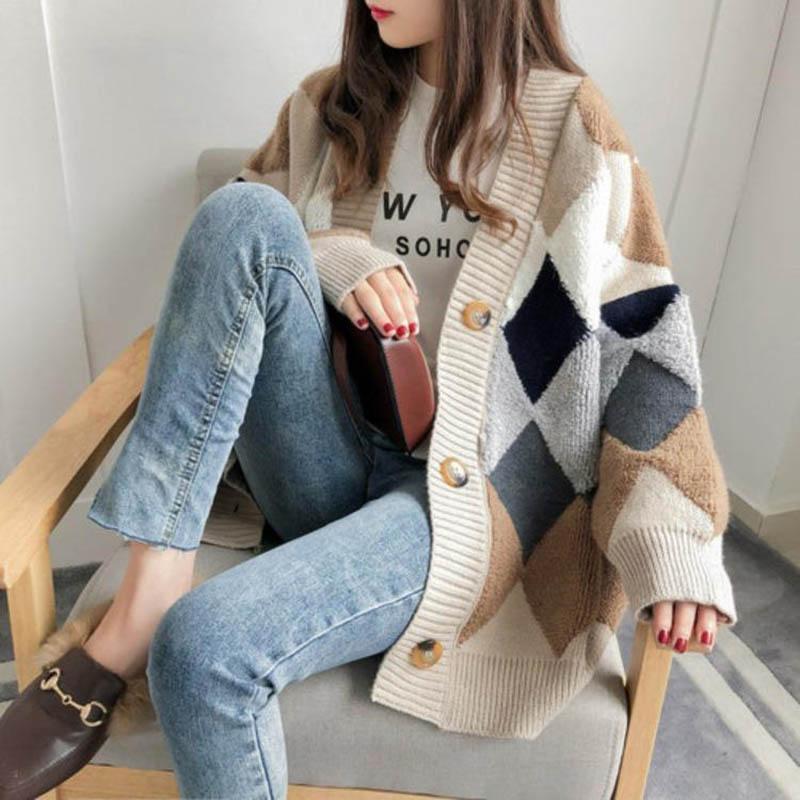 Knitted Cardigan Women's Fall/winter Loose Sweater Jacket Plus Size Women's Trend