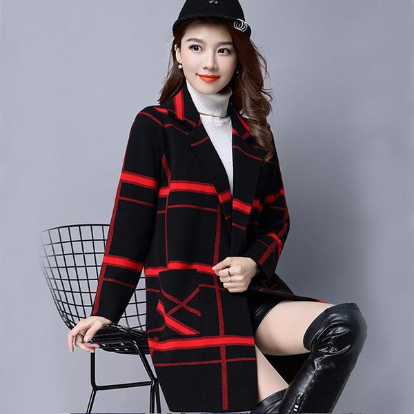 Knitted Cardigan Women's Mid-length Loose Plus Size Sweater Korean Style Autumn and Winter Thick Coat