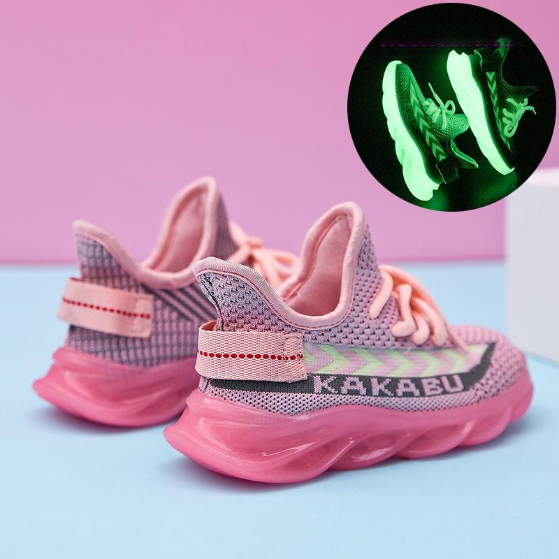 Parent Child Shoes Large Children's Coconut Shoes Night Lighting 2020 Breathable Mesh Shoes for Boys and Girls Soft Sole