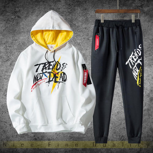 Men's Clothing 2pcs set Trend Long-Sleeve Sweatshirt Set Large Size Hoodie Spring and Autumn