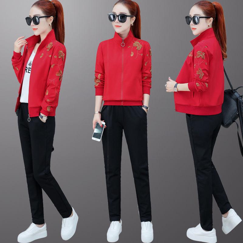 Women's 2pcs Set Wild Long-Sleeved Casual Sweatshirt Set Large Size Spring And Autumn