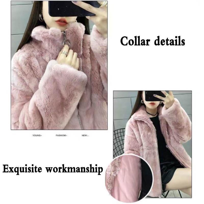 WTEMPO Winter Fur Coat Female Imitation Rabbit Fur Short Loose Plush Thickening Fashion Coat