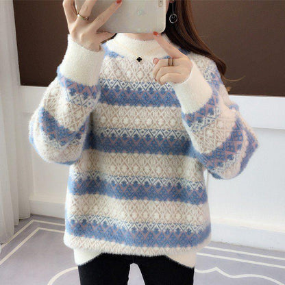 Women Oversized Knitted Sweater Batwing Sleeve Pullover Loose Outwear Tops