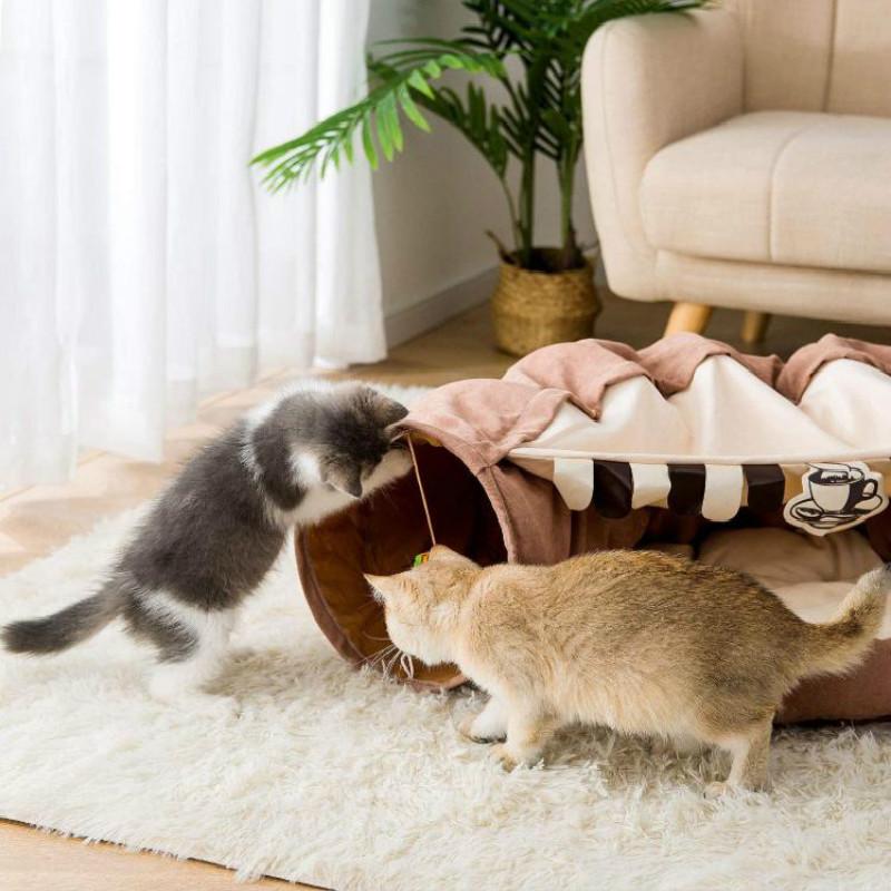 Cat Bed Cat Tunnel Two-in-one Removable and Washable Cat Tent Pet Supplies Enclosed Four-season Universal Cat Bed Room