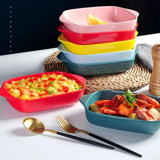 Baked Rice Bakeware Ceramic Bakeware Baked Rice Bowl Oven Plate Fruit Plate Vegetable Dish Home Creative Tableware