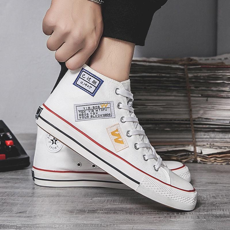 Shoes men Korean version of the trend high-top canvas shoes students wild board shoes couple shoes