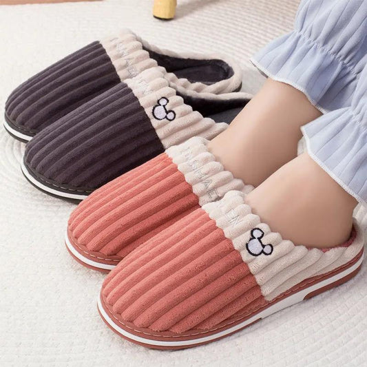 Thick-soled Non-slip Home Household Couple Slippers Unisex's Warm Thick Plush Slippers Women's Indoor Cotton Slippers