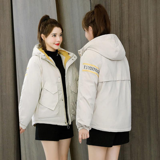 Winter Women's Short Down Padded Jacket Fashion Students Plus Velvet Thick Padded Jacket