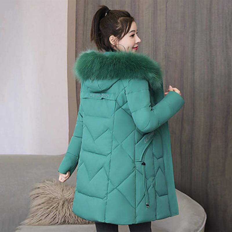 Women's Mid-length Down Jacket Winter Korean Loose Cotton Clothes Casual Hooded Padded Jacket Quilted Jacket