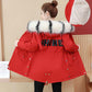 Winter School Overcoming Padded Coat Women's Mid-length Padded Coat Rabbit Fur Thickened College Style Jacket Parka Coat