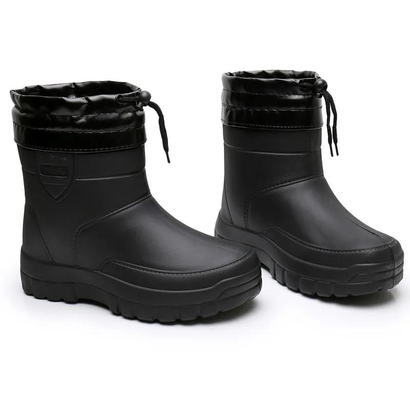 Ultra-light Foam Rain Boots Plus Velvet High-top Snow Boots Waterproof Food Boots One-piece Thickened Non-slip Water Shoes