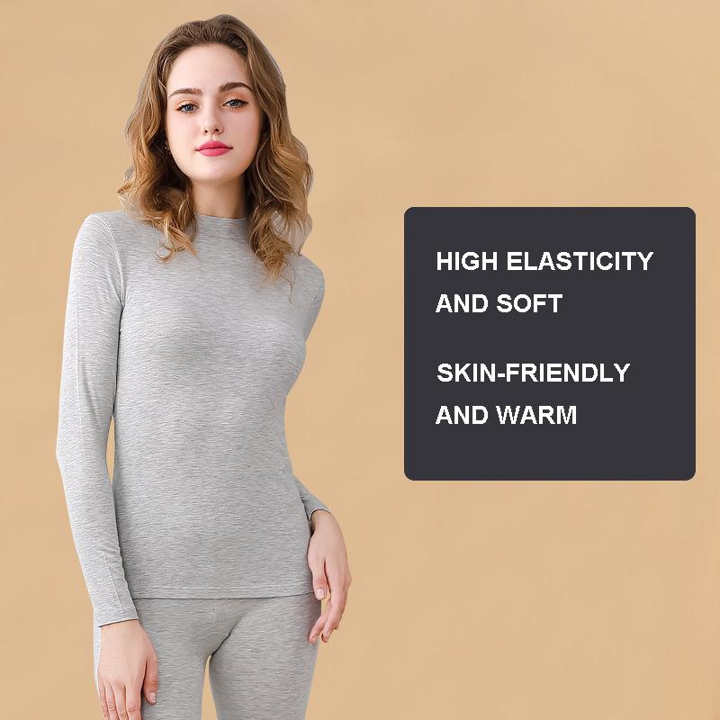 Autumn Clothing Long Trousers Suit Women's Mid-collar Half High-neck Thermal Underwear Thin Section Slimming Line Pants