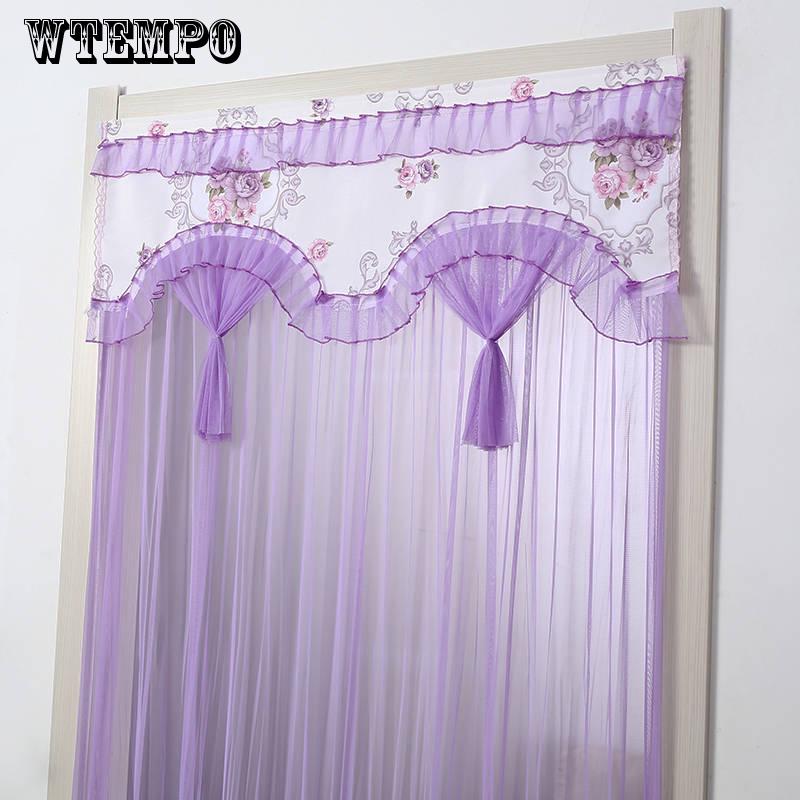 WTEMPO Lace Spinning Mute Anti-mosquito Long Curtain Free Punching Telescopic Rod Curtain Bedroom