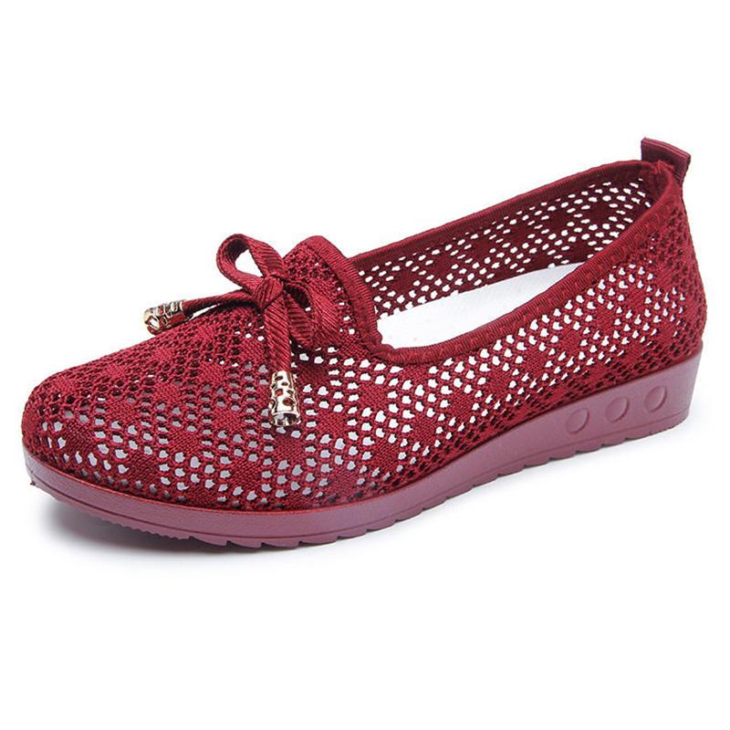 Summer Old Beijing Cloth Shoes Women's Net Shoes Breathable Mesh One-foot Mother Shoes Shallow Mouth Non-slip Casual Shoes Women