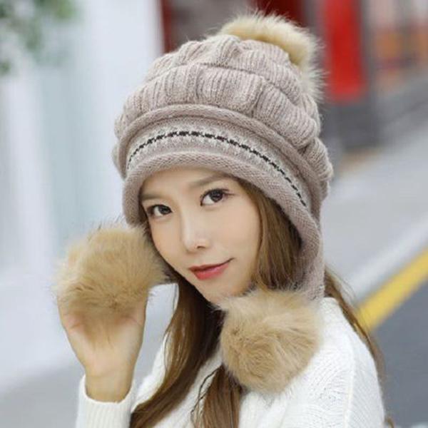 Fashion Woman hat Plush Cotton hat Trendy wild hat Windproof hat Winter Warm hat Thick hat