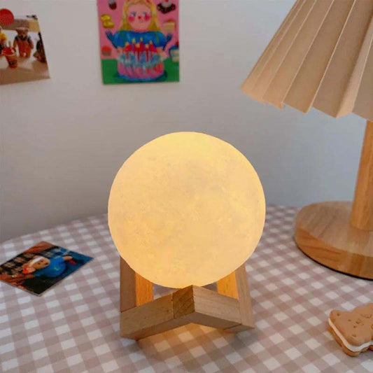 Creative LED Moon Night Light Bedroom Bedside Table Lamp Decoration Desktop Small Table Lamp