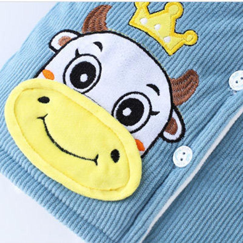 Winter Children's Pajamas Bib Set Three-layer Quilted Thickening Men's and Women's Treasure Coral Fleece Warm Home Service Cotton Suit