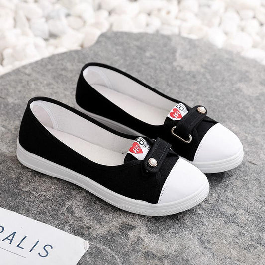 Canvas Shoes Female Students Korean Version of The Breathable White Shoes Low-cut Shallow Mouth Flat Casual Shoes A Pedal Female Net Shoes