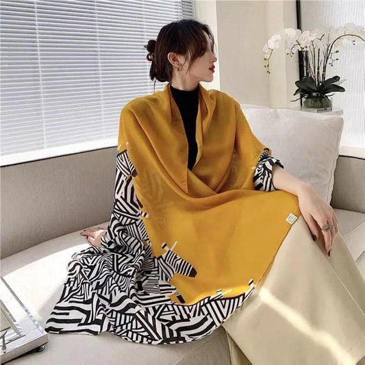 Autumn and Winter Cotton and Linen Scarf Oversized Korean Style Wild Fashion Shawl Dual-use Scarf