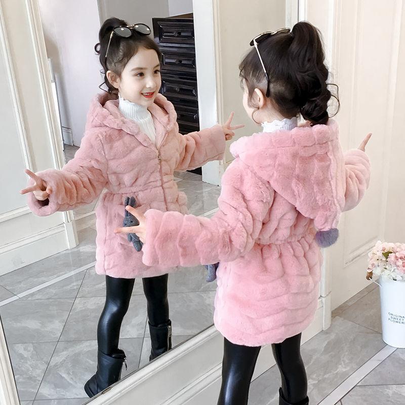 Girls' Woolen Sweaters Warm Jackets Cotton-padded Clothes Winter Clothes Thick Windproof Mid-length Cotton-padded Clothes