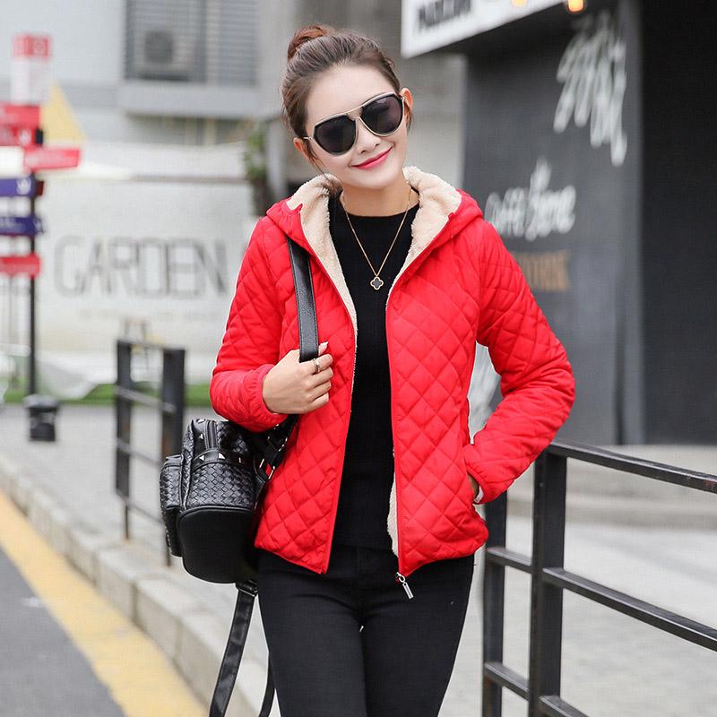 Slim Winter Cotton-padded Jacket Women's Short Light Thin Padded Jacket Plus Velvet Padded Padded Jacket Women's Imitation Lamb Velvet Coat