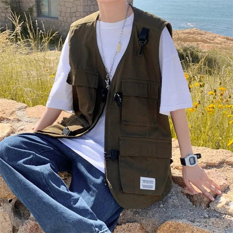 Men's Outerwear Japanese Fashion Brand Functional Tooling Multi-pocket Vest Vest Men's Outerwear