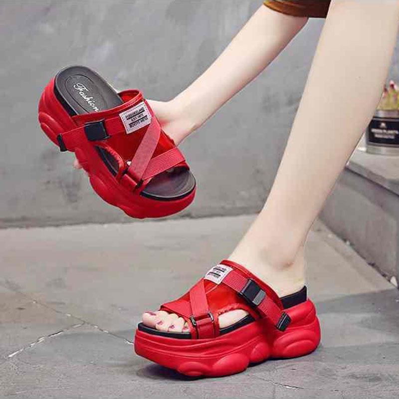 Platform Wedges Shoes Women Slippers Luxury Open Peep Toes Summer Shoes  transparent  Slippers Women Slides Wedge Sandals