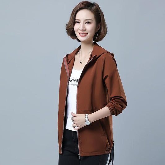 Women Windbreaker Double Layer Spring Autumn Short Coat Fashion Plus Size Hooded Ladies Jacket Clothing Tops