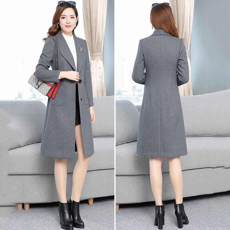 Wool Coat Women Jacket Elegant  Office Work Long Coats Fashion Coats Lady Slim Long Sleeve Overcoat