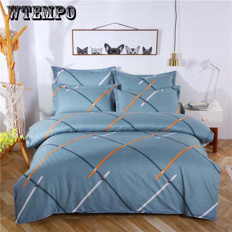 Bedclothes Simple Fashion Geometric Stripes Bed Sheet Duvet Cover Sets 4pcs Bedding Set