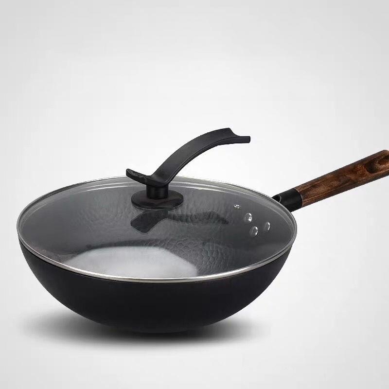 Wok Genuine Wok Hand Forged Non-stick Iron Pan Uncoated Induction Cooker for Cooking Pans