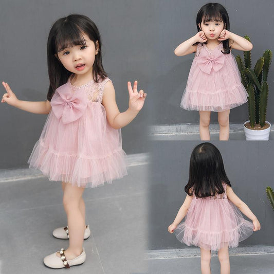 Infant Dress Newborn Baby Girl Dresses Princess 0 3 6 12 Months Baby Dress Mesh Skirt Bow Pleated Ruffle Dress