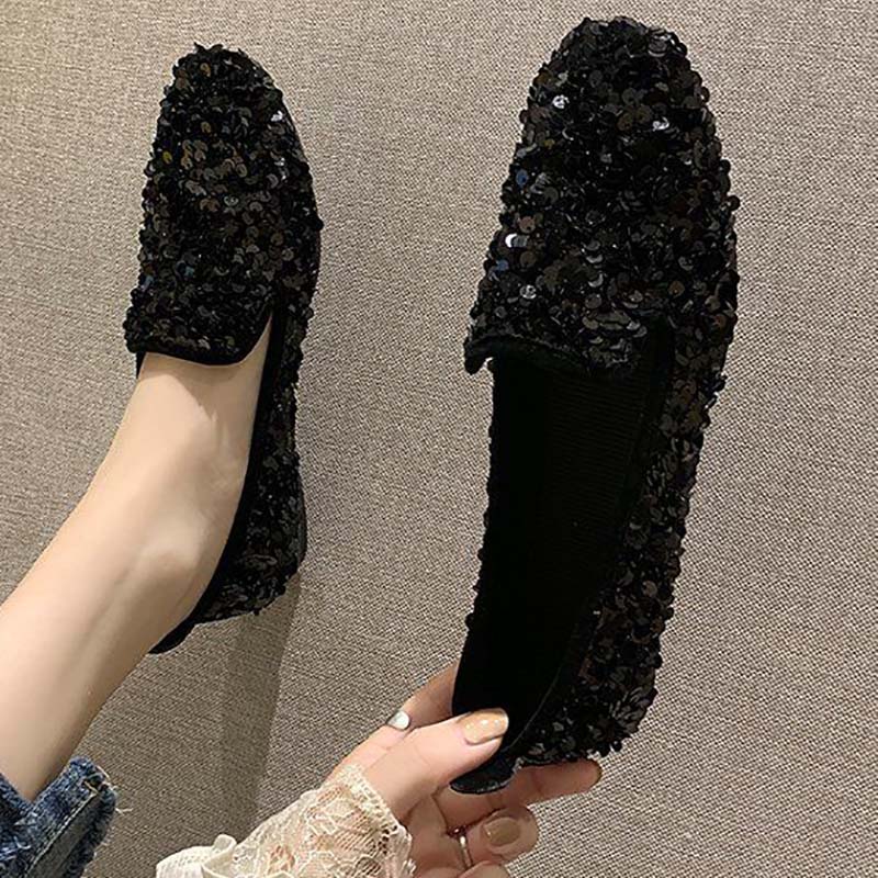 Rhinestone Society Women's Shoes Spring and Summer Korean Style One-legged Peas Shoes Pumps