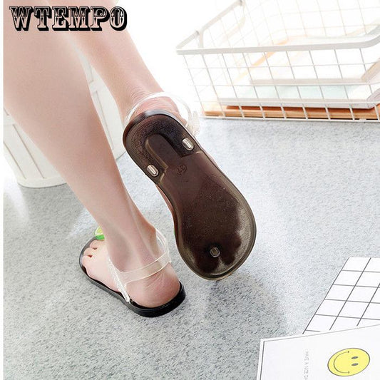 Summer Sandals Female  Personality Lemon Fruit Cute Toe Beach Student Flat Jelly Shoes