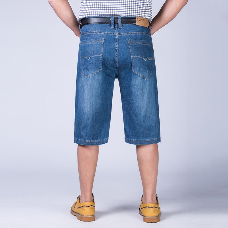 Men's Summer Thin Stretch Denim Cropped Shorts Middle-aged Loose Plus Size