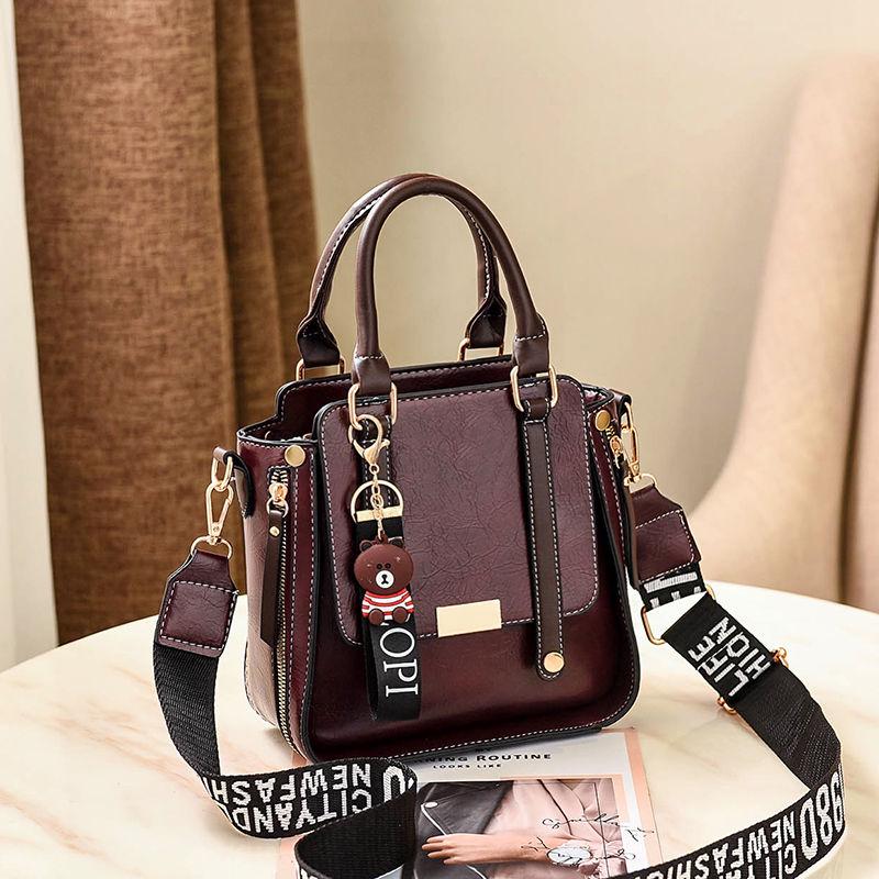 Women's Top-handle bag Small crossbody bag Zipper messenger bags for Iphone With Little bear pendant