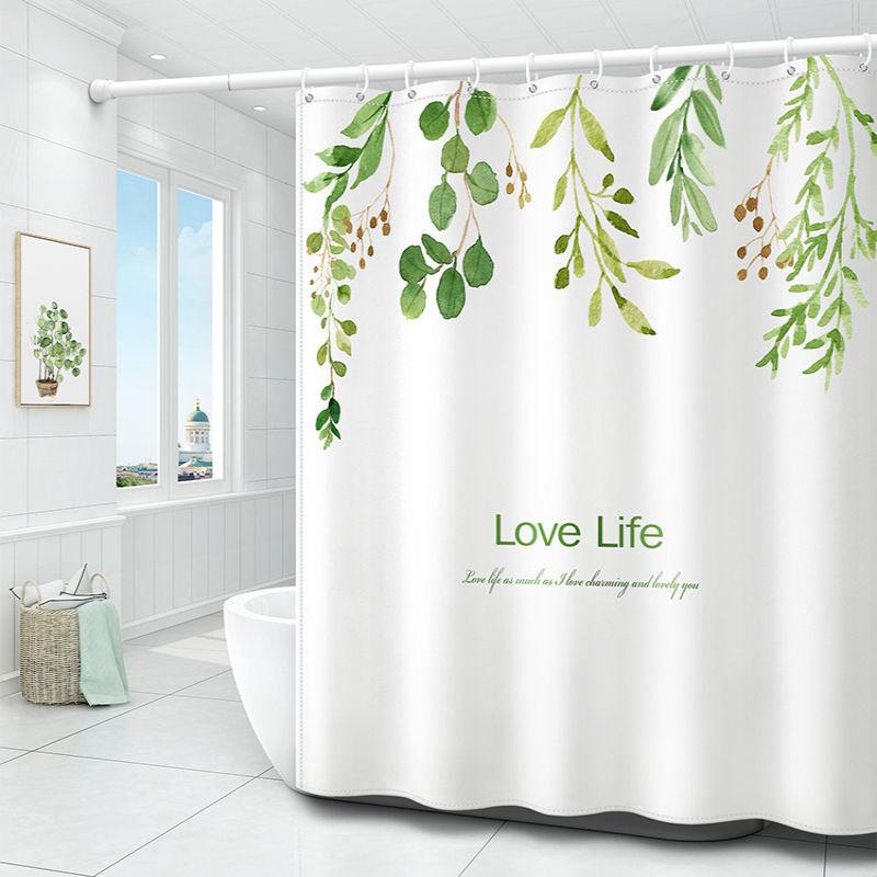 Bathroom Shower Curtain Free Perforated Waterproof and Mildew-proof Partition Curtain Bathroom Thickened Water Retaining Curtain