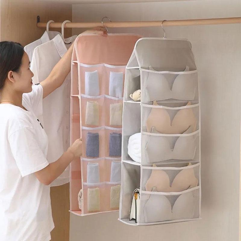 Multi-sided Double-sided Storage Bag Underwear Storage Hanging Bag Dormitory Wardrobe Panties Socks Wardrobe Bag Storage Bag Student Hanging Pocket