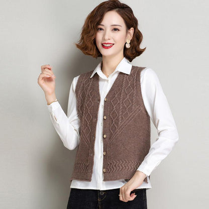 Autumn and Winter Short Cardigan Vest Knitted Loose All-match Blouse Fashion Casual Women's Jacket