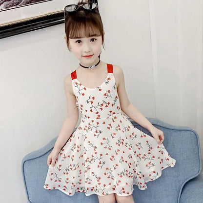 Children Dress Spring Summer Sling Kids Clothing  Baby Girls Clothing Printing Sleeveless Dress Girl