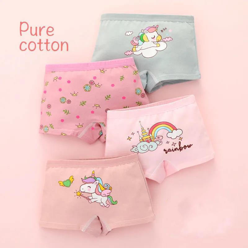 4 Pieces/Lot 2-14Y Children Underwear High Quality Cotton Girls Panties Cute Pattern Kids Boxer Briefs Child Soft Girl Pants