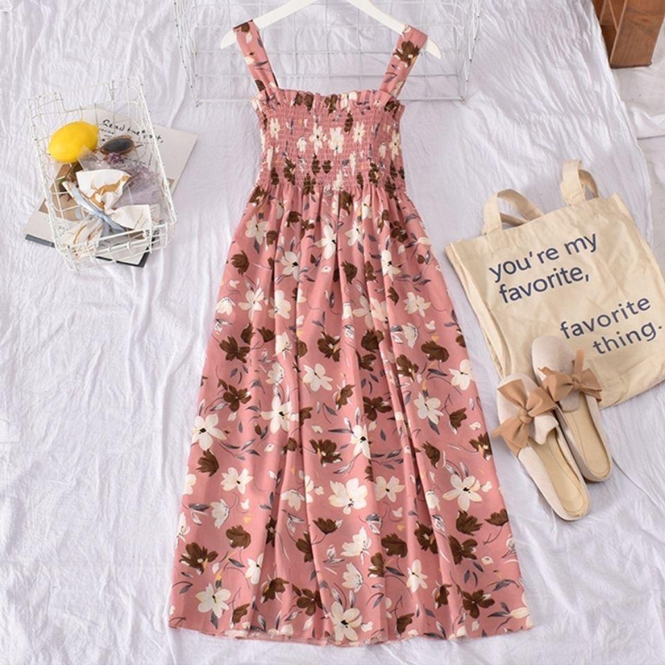 Women Summer Halter Dress Vintage High Waist Backles Holiday Long Dress Elegant Slim Floral Print Sleeveless Casual Dress