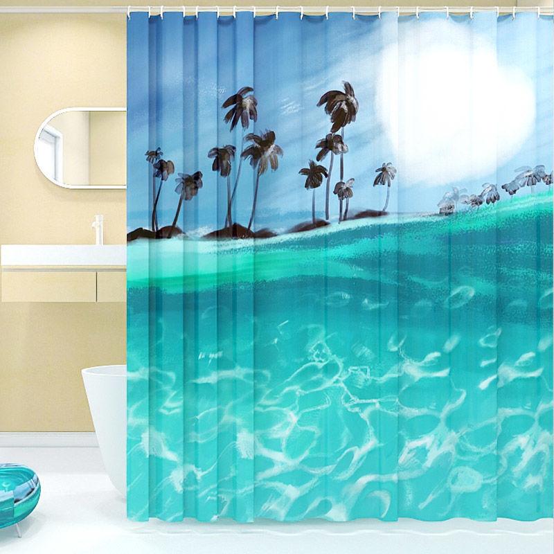 Bathroom Partition Shower Curtain Dry and Wet Separation Waterproof and Mildew-proof Shower Curtain