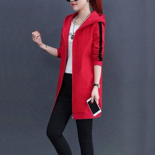 Spring Thin Fleece Jacket Women Hooded Coat Trend Comfortable Windbreaker Boutique Casual Slim Top Long